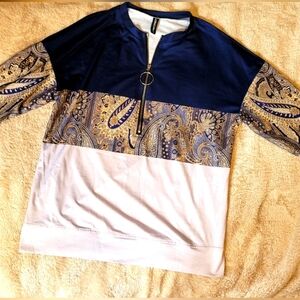 NORACORA 3/4 Zip Paisley Perfect Light Pullover